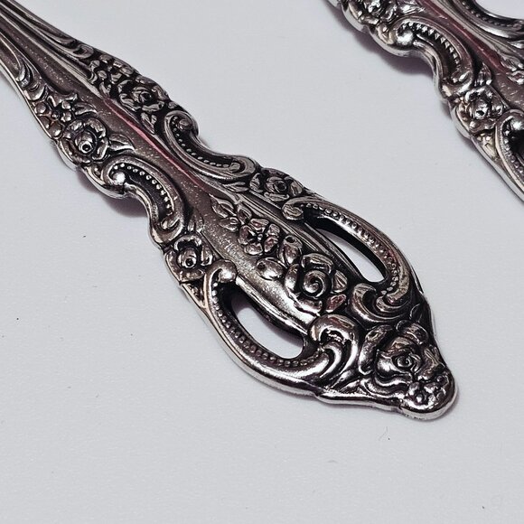 3 Oneida Renoir Pembrooke Soup Spoons 6.5" SS pierced 90s vtg Baroque - Picture 4 of 9